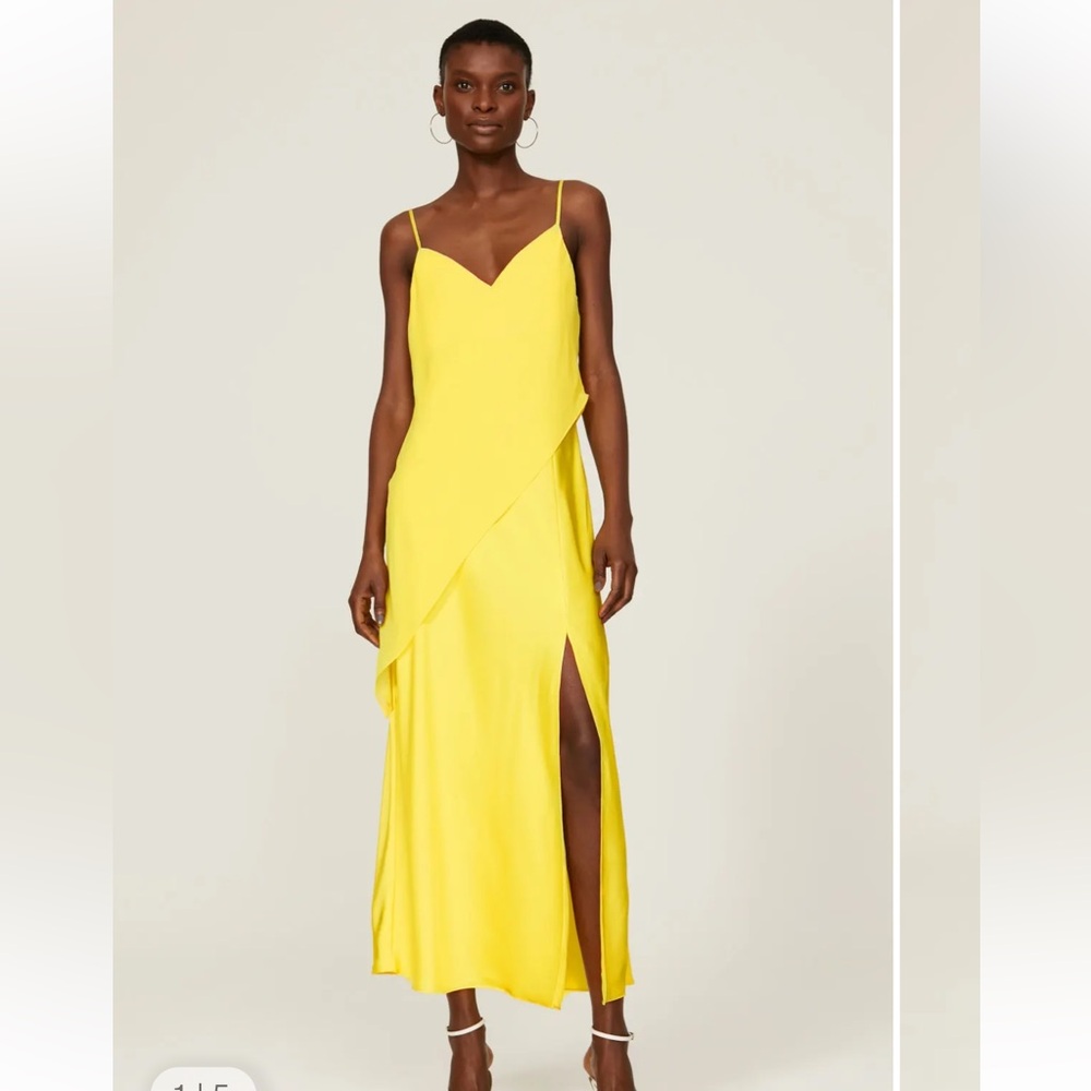 SAUNDERS COLLECTIVE Women's Yellow Lara Slip Satin Cocktail Dress Size 12 RTR